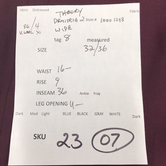 THEORY Demitria 2 Pant Women 8 (32x36) Burgundy Wide Leg Flare Wool Trouser - Picture 12 of 12